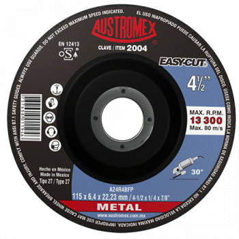 Disco para desbaste de metal 4-1/2 Pulg 2004 Austromex