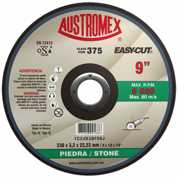 Disco para corte de piedra 9 Pulg 375 Austromex
