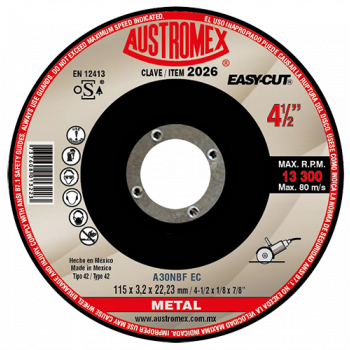 Disco para corte de metal 4-1/2 Pulg 2026 Austromex