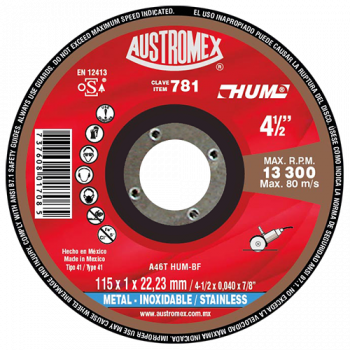 Disco para corte de acero inoxidable 4-1/2 Pulg 781 Austromex