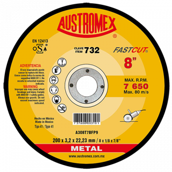 Disco para corte de metal 8 Pulg 732 Austromex