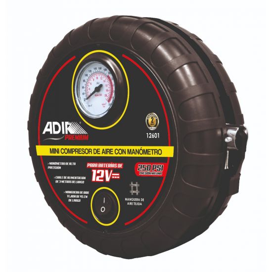 Mini Compresor de Aire con Manómetro 12601 Adir