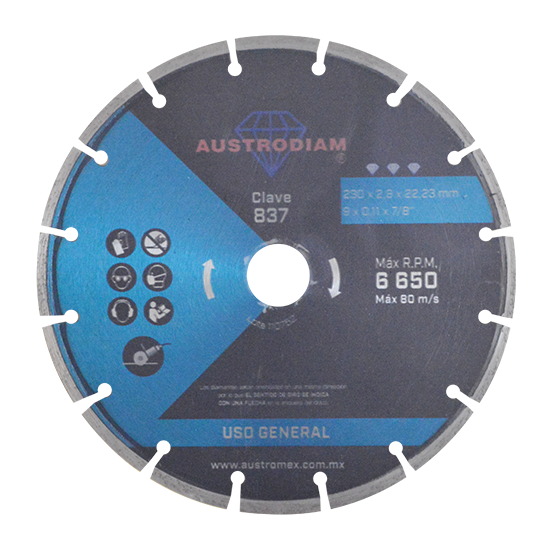 Disco de diamante segmentado Uso General 837 Austromex