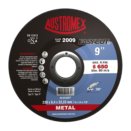 Disco para desbaste de metal 9 Pulg 2009 Austromex