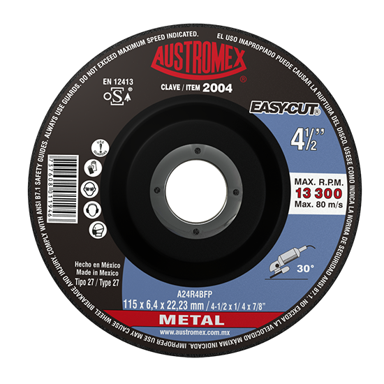 Disco para desbaste de metal 4-1/2 Pulg 2004 Austromex