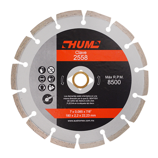 Disco de diamante segmentado HUM 7 Pulg 2558 Austromex