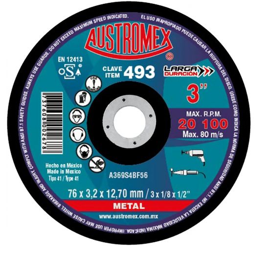 Disco Para Corte de Metal 3" 493 Austromex