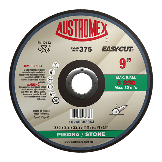 Disco para corte de piedra 9 Pulg 375 Austromex