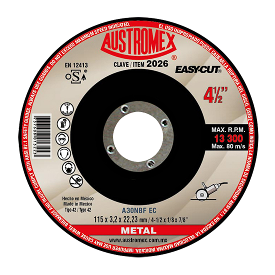 Disco para corte de metal 4-1/2 Pulg 2026 Austromex