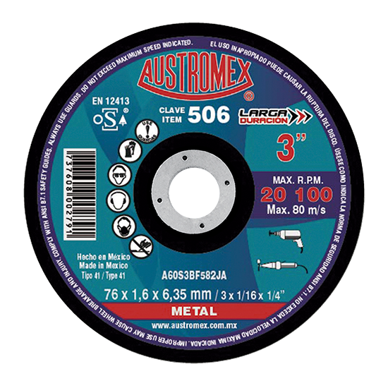 Disco para corte de metal 3 Pulg 506 Austromex