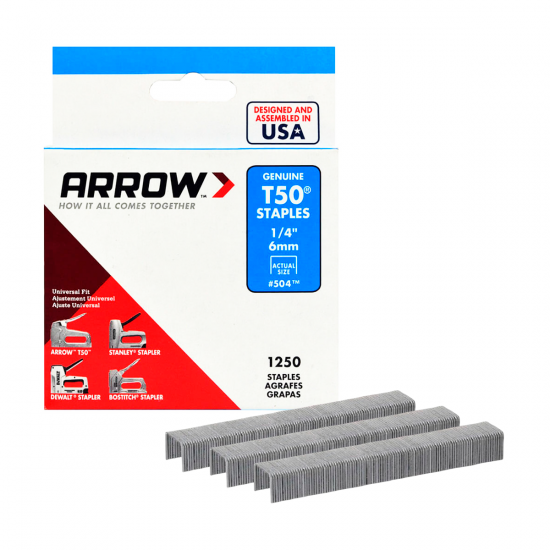 Grapas T50 1/4” #504 1250 Pzs Arrow 
