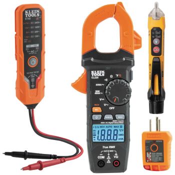 Multímetro digital de gancho de rango automático de 400 A CA con medidor de temperatura CL220VP Klein Tools