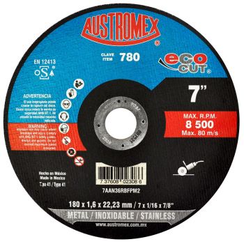 Disco Corte Inoxidable y Metales 7” 780 Austromex