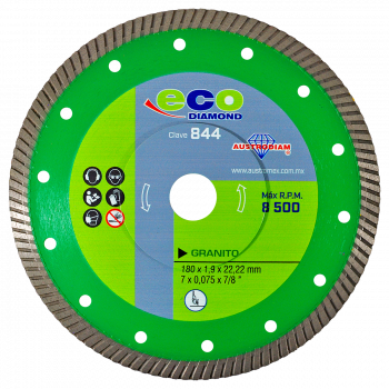 Disco Turbo Delgado de Diamante Granito 7” 844 Austromex
