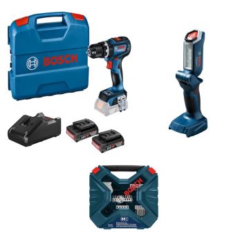 Combo Rotomartillo GSB 18V-90 C + Linterna GLI 18V-300 + SET X-LINE 65pz Bosch