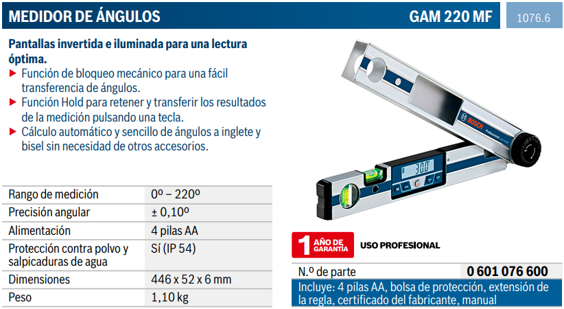 Casa Marcus Medidor De Angulos 0º 2º 0 10º Gam 2 Mf 1076 6 Bosch Mexico