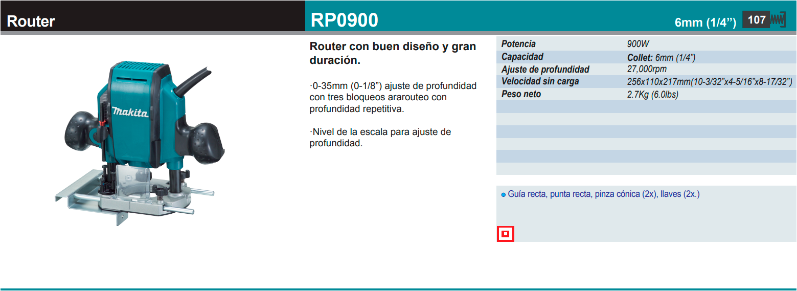 Casa Marcus Router 1-1/4 Hp RP0900 Makita México